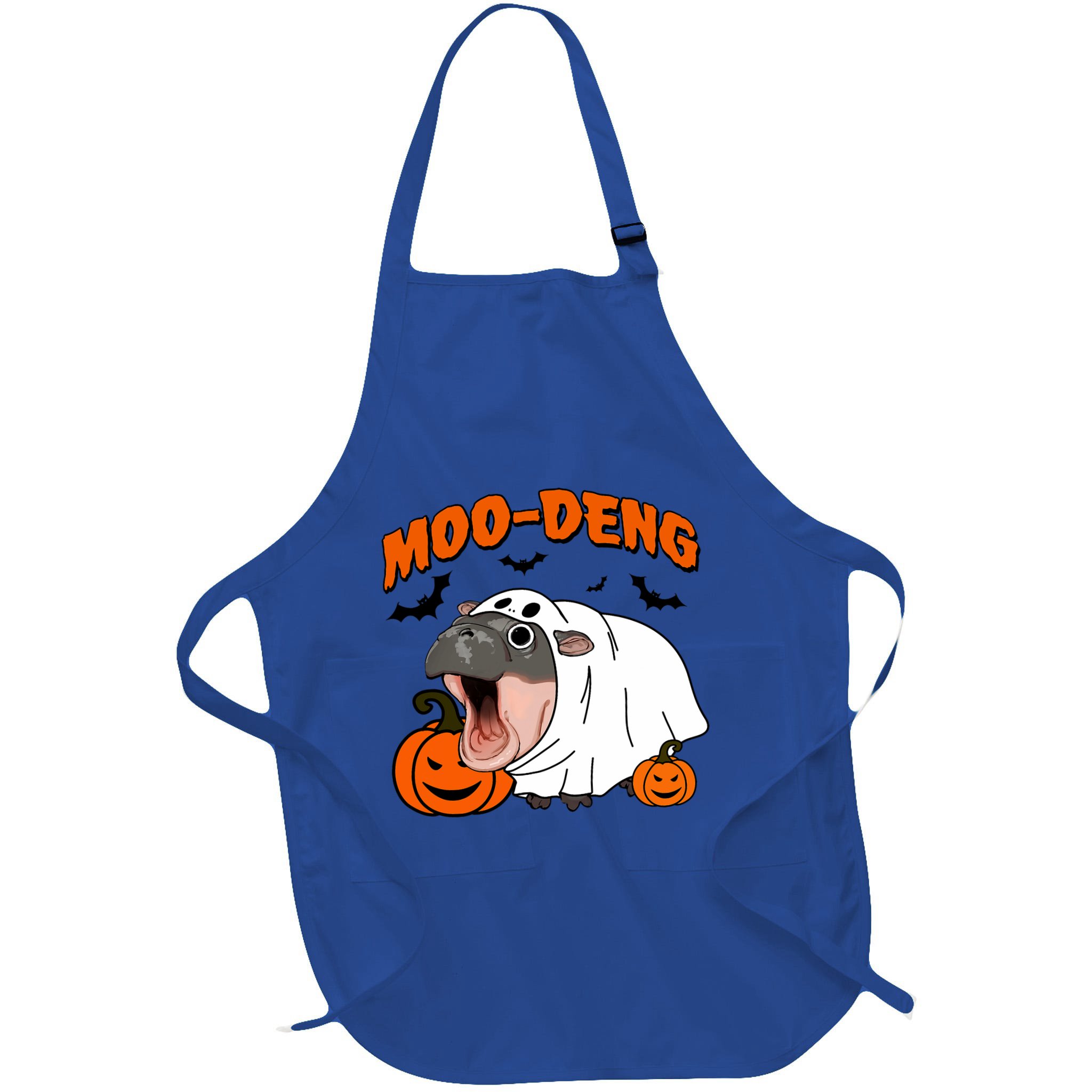 Funny Moo Deng Halloween Boo Ghost Costume Moodeng Lover Apron