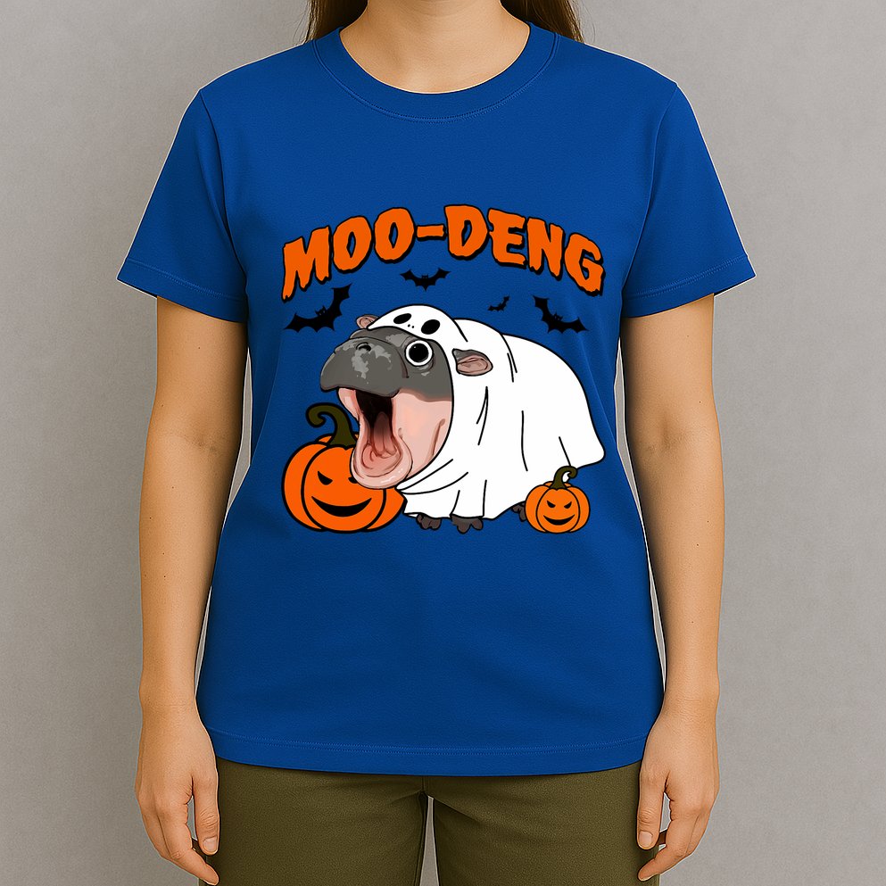 Funny Moo Deng Halloween Boo Ghost Costume Moodeng Lover T-Shirt
