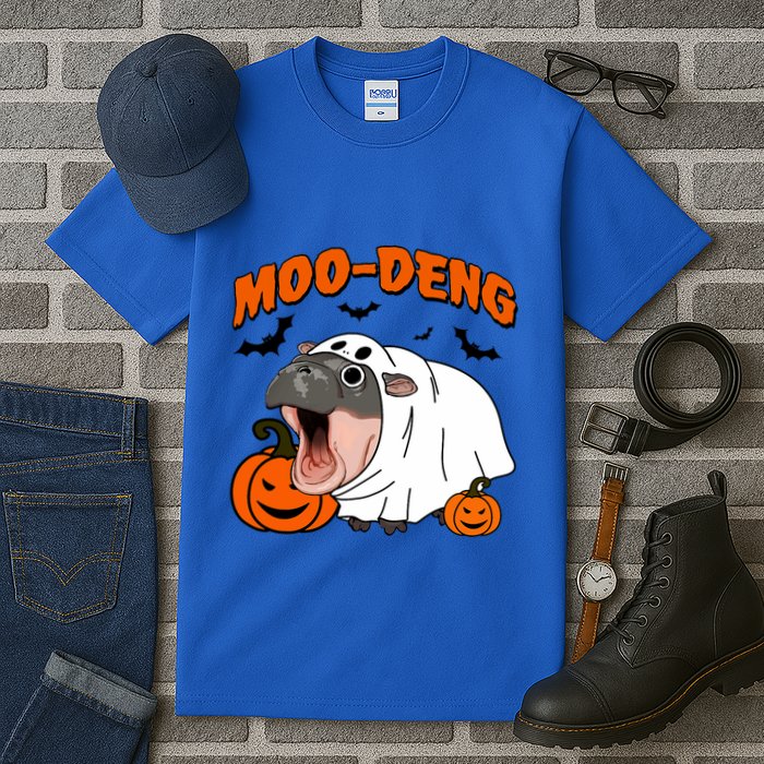 Funny Moo Deng Halloween Boo Ghost Costume Moodeng Lover Tall T-Shirt
