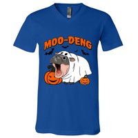 Funny Moo Deng Halloween Boo Ghost Costume Moodeng Lover V-Neck T-Shirt