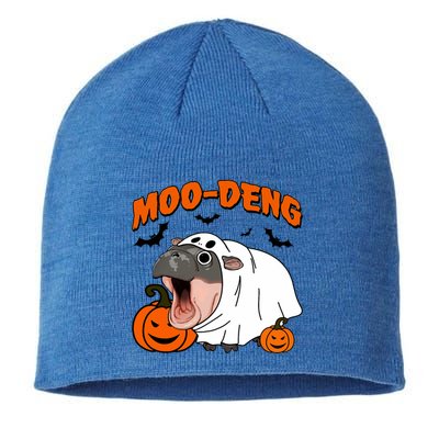 Funny Moo Deng Halloween Boo Ghost Costume Moodeng Lover Sustainable Beanie