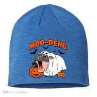 Funny Moo Deng Halloween Boo Ghost Costume Moodeng Lover Sustainable Beanie