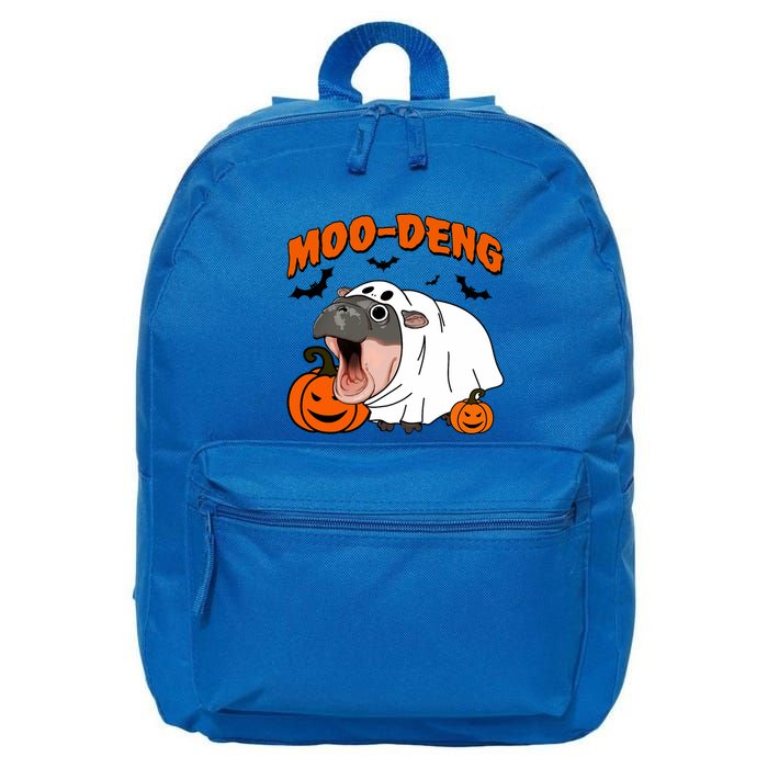 Funny Moo Deng Halloween Boo Ghost Costume Moodeng Lover 16 in Basic Backpack