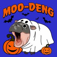 Funny Moo Deng Halloween Boo Ghost Costume Moodeng Lover 16 in Basic Backpack