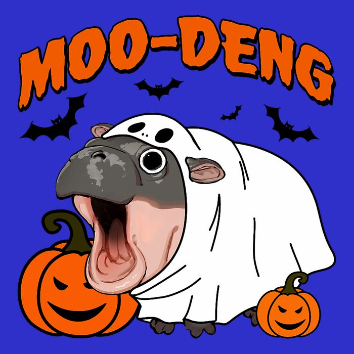 Funny Moo Deng Halloween Boo Ghost Costume Moodeng Lover 16 in Basic Backpack