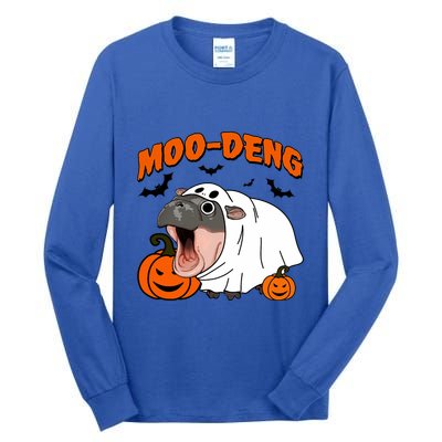 Funny Moo Deng Halloween Boo Ghost Costume Moodeng Lover Tall Long Sleeve T-Shirt