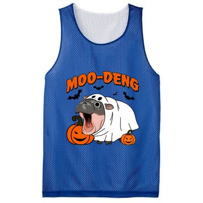 Funny Moo Deng Halloween Boo Ghost Costume Moodeng Lover Mesh Reversible Basketball Jersey Tank