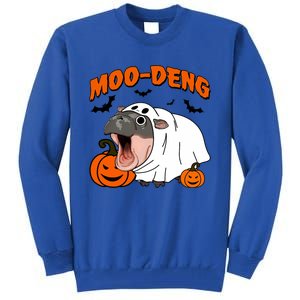 Funny Moo Deng Halloween Boo Ghost Costume Moodeng Lover Tall Sweatshirt