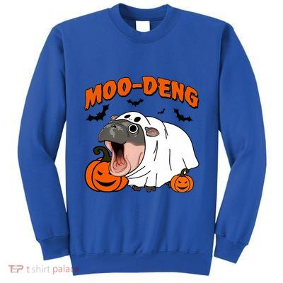 Funny Moo Deng Halloween Boo Ghost Costume Moodeng Lover Tall Sweatshirt