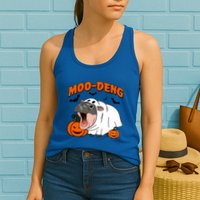 Funny Moo Deng Halloween Boo Ghost Costume Moodeng Lover Womens Tank Top