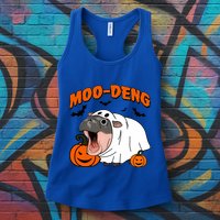 Funny Moo Deng Halloween Boo Ghost Costume Moodeng Lover Womens Tank Top