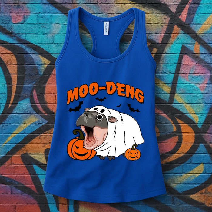 Funny Moo Deng Halloween Boo Ghost Costume Moodeng Lover Womens Tank Top