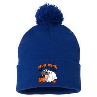 Funny Moo Deng Halloween Boo Ghost Costume Moodeng Lover Pom Pom 12in Knit Beanie
