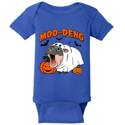 Funny Moo Deng Halloween Boo Ghost Costume Moodeng Lover Baby Bodysuit