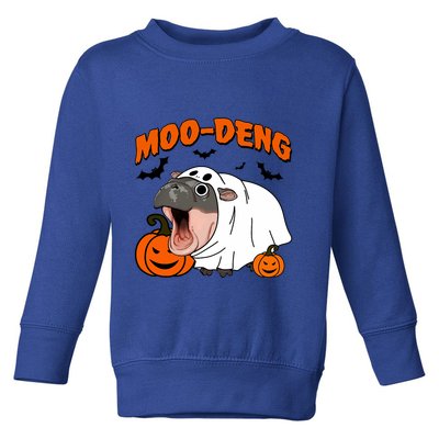 Funny Moo Deng Halloween Boo Ghost Costume Moodeng Lover Toddler Sweatshirt