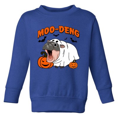 Funny Moo Deng Halloween Boo Ghost Costume Moodeng Lover Toddler Sweatshirt