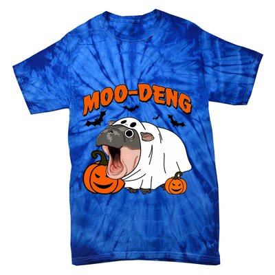 Funny Moo Deng Halloween Boo Ghost Costume Moodeng Lover Tie-Dye T-Shirt