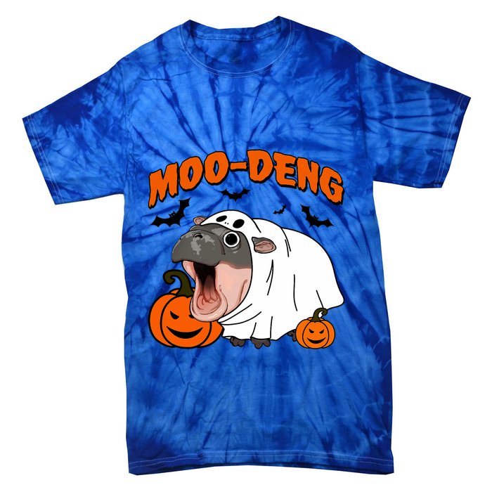 Funny Moo Deng Halloween Boo Ghost Costume Moodeng Lover Tie-Dye T-Shirt
