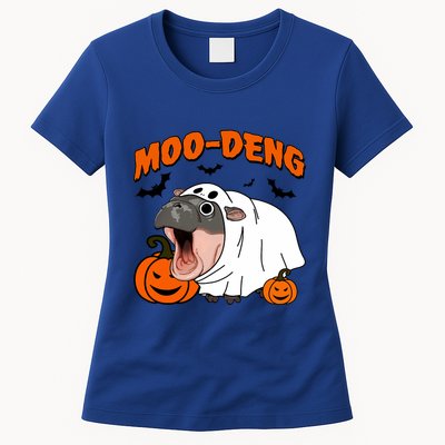 Funny Moo Deng Halloween Boo Ghost Costume Moodeng Lover Womens T-Shirt