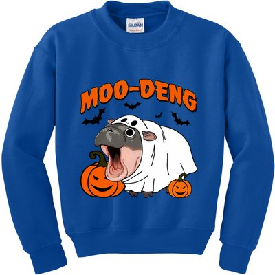 Funny Moo Deng Halloween Boo Ghost Costume Moodeng Lover Kids Sweatshirt