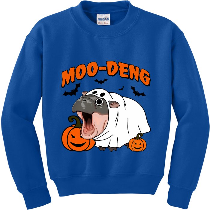 Funny Moo Deng Halloween Boo Ghost Costume Moodeng Lover Kids Sweatshirt