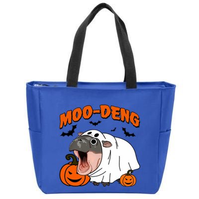 Funny Moo Deng Halloween Boo Ghost Costume Moodeng Lover Zip Tote Bag