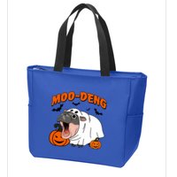 Funny Moo Deng Halloween Boo Ghost Costume Moodeng Lover Zip Tote Bag