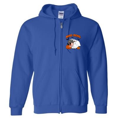 Funny Moo Deng Halloween Boo Ghost Costume Moodeng Lover Full Zip Hoodie