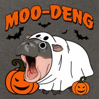 Funny Moo Deng Halloween Boo Ghost Costume Moodeng Lover Cotton Canvas Backpack