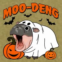 Funny Moo Deng Halloween Boo Ghost Costume Moodeng Lover Garment-Dyed Women's Muscle Tee