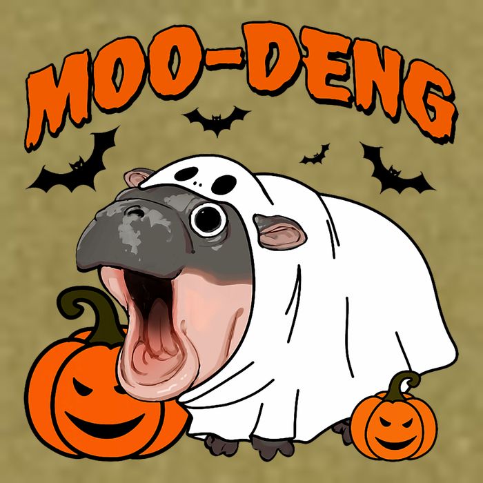 Funny Moo Deng Halloween Boo Ghost Costume Moodeng Lover Garment-Dyed Women's Muscle Tee