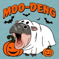 Funny Moo Deng Halloween Boo Ghost Costume Moodeng Lover Sueded Cloud Jersey T-Shirt