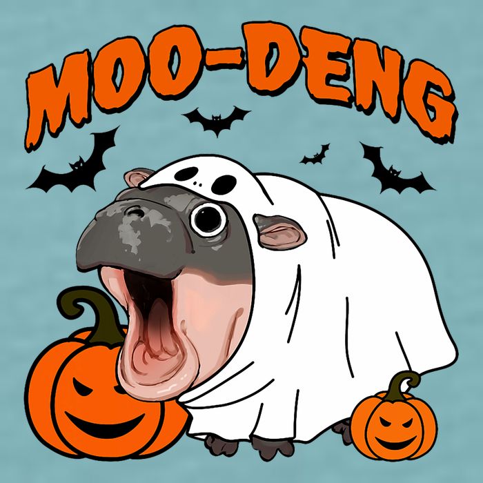 Funny Moo Deng Halloween Boo Ghost Costume Moodeng Lover Sueded Cloud Jersey T-Shirt