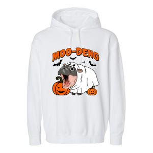 Funny Moo Deng Halloween Boo Ghost Costume Moodeng Lover Garment-Dyed Fleece Hoodie