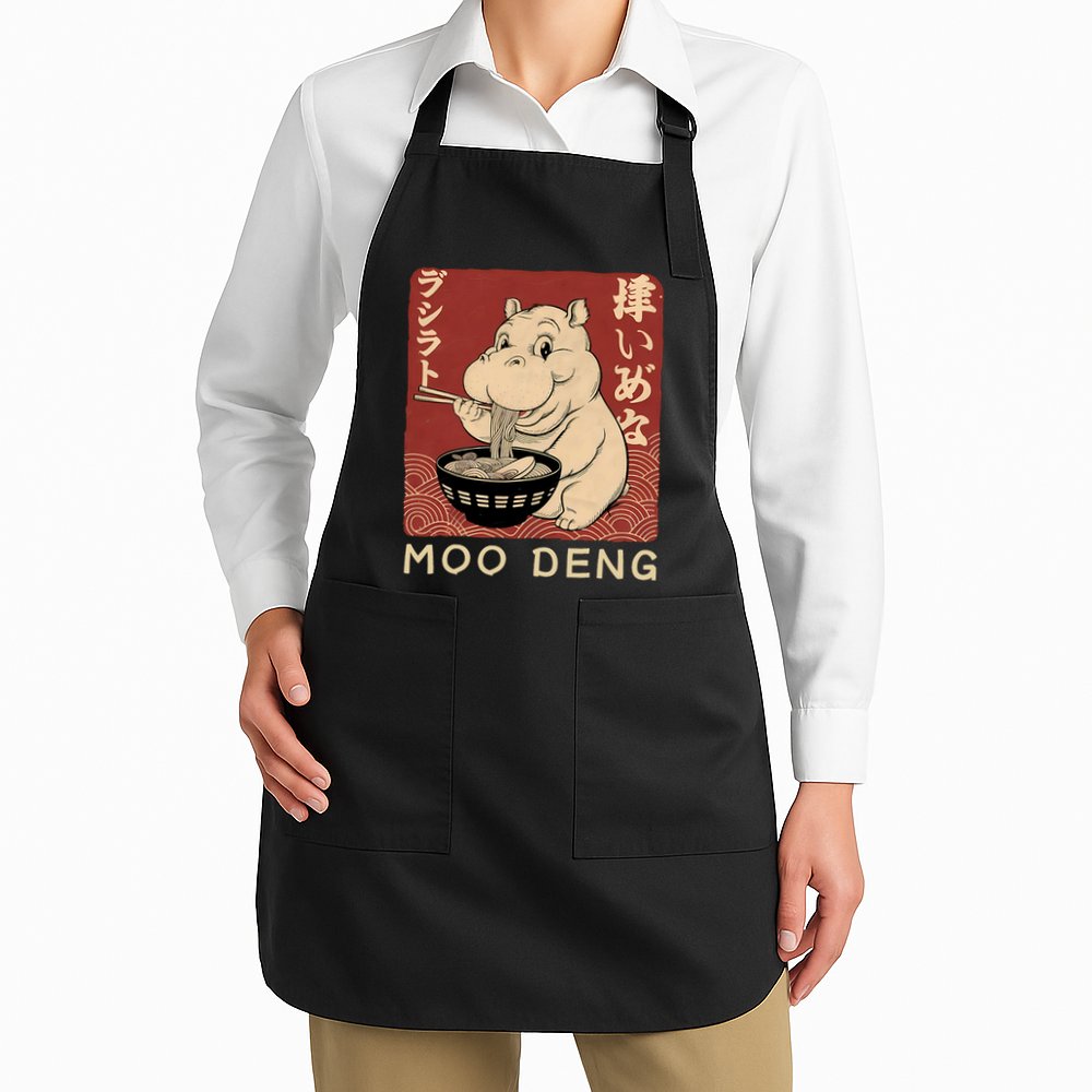 Funny Moo Deng Ramen Noodle Japanese Apron