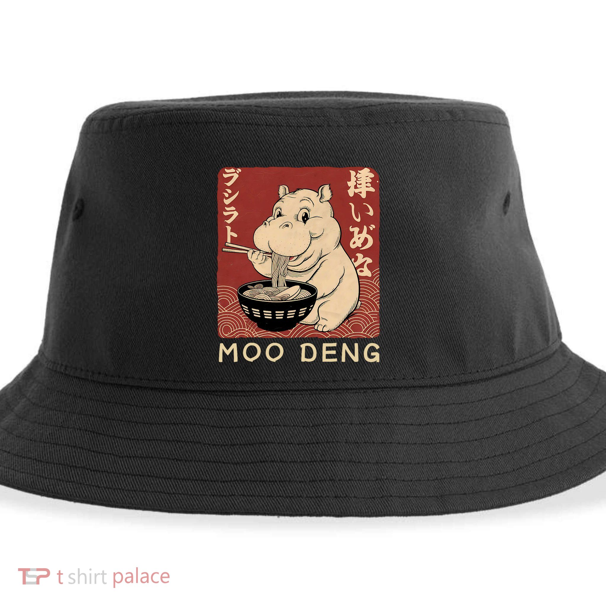 Funny Moo Deng Ramen Noodle Japanese Sustainable Bucket Hat