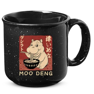Funny Moo Deng Ramen Noodle Japanese 15oz Campfire Ceramic Mug