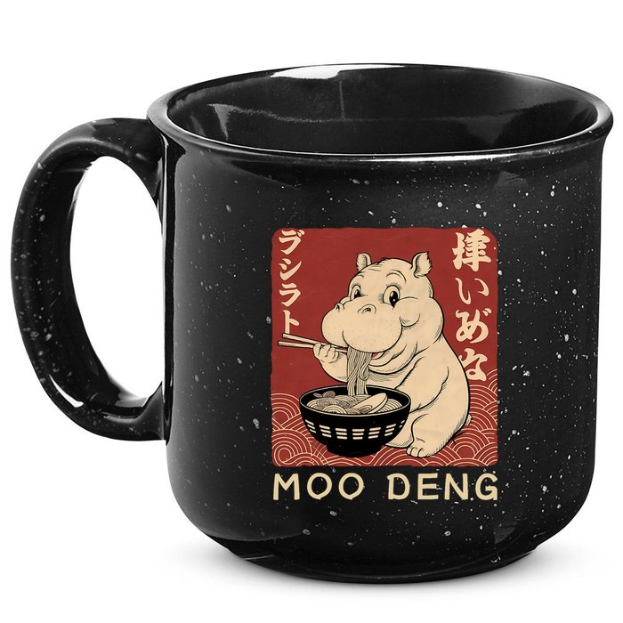 Funny Moo Deng Ramen Noodle Japanese 15oz Campfire Ceramic Mug