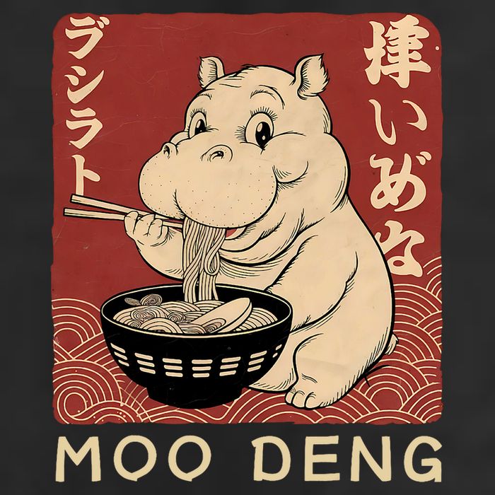 Funny Moo Deng Ramen Noodle Japanese 15oz Campfire Ceramic Mug