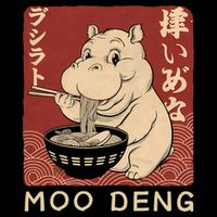 Funny Moo Deng Ramen Noodle Japanese Drawstring Bag