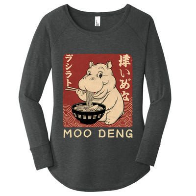 Funny Moo Deng Ramen Noodle Japanese Women's Perfect Tri Tunic Long Sleeve Shirt