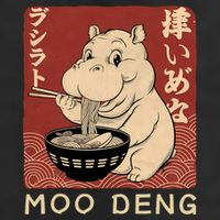 Funny Moo Deng Ramen Noodle Japanese Golf Towel