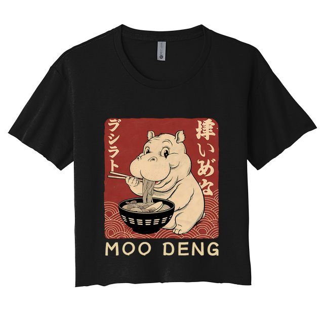 Funny Moo Deng Ramen Noodle Japanese Crop Top