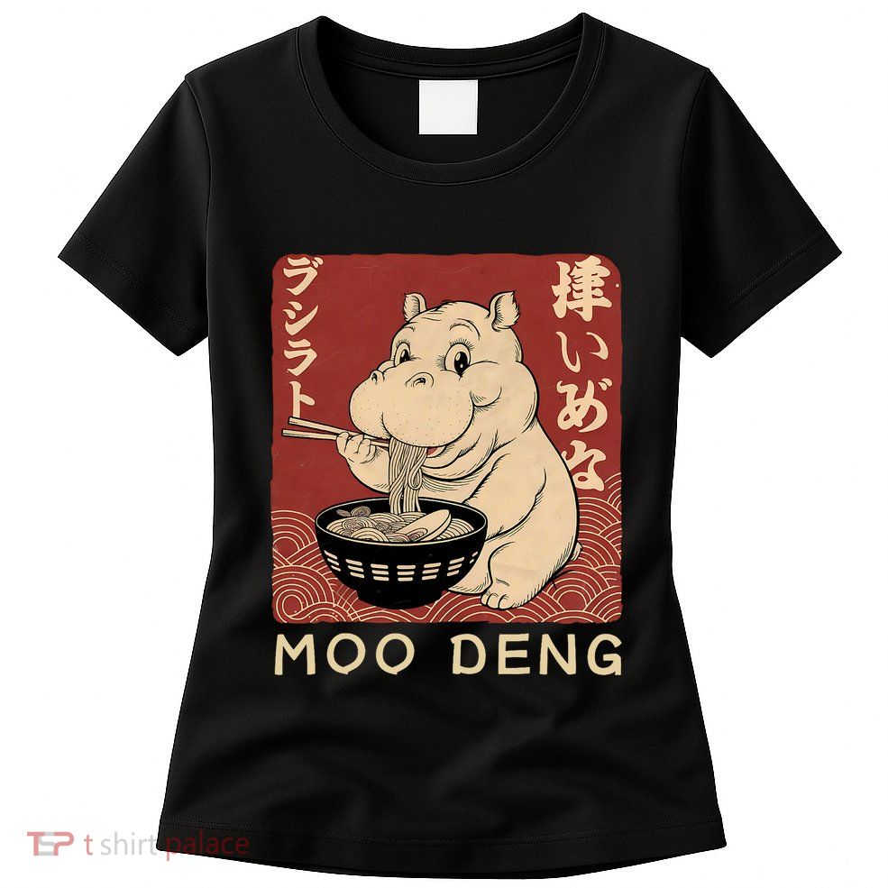 Funny Moo Deng Ramen Noodle Japanese Womens T-Shirt