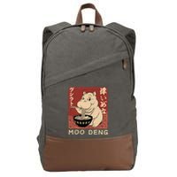 Funny Moo Deng Ramen Noodle Japanese Cotton Canvas Backpack