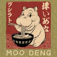 Funny Moo Deng Ramen Noodle Japanese Garment-Dyed Women's Muscle Tee