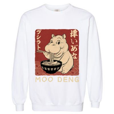 Funny Moo Deng Ramen Noodle Japanese Garment-Dyed Sweatshirt