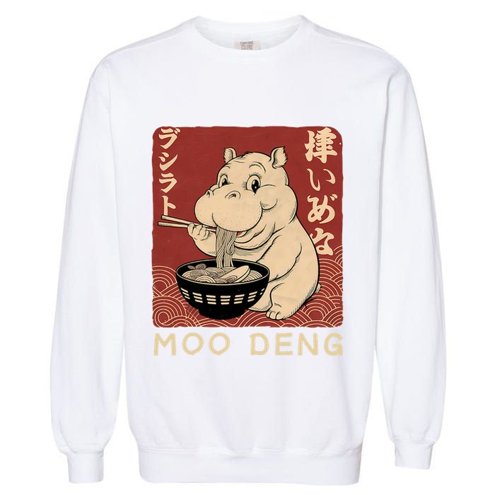 Funny Moo Deng Ramen Noodle Japanese Garment-Dyed Sweatshirt