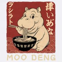 Funny Moo Deng Ramen Noodle Japanese Garment-Dyed Sweatshirt