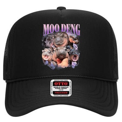 Funny Moo Deng Baby Pygmy Hippo Cute Zoo For Family Cute Gift High Crown Mesh Back Trucker Hat